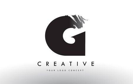 G Brushed Letter Logo. Black Brush Letters design with Artistic Brush stroke design.のイラスト素材