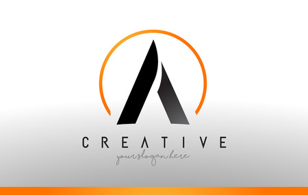 A Letter Logo Design with Black Orange Color. Cool Modern Icon Letters Logo Vector.のイラスト素材