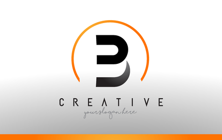 B Letter Logo Design with Black Orange Color. Cool Modern Icon Letters Logo Vector.のイラスト素材