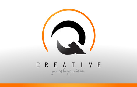 Letter Q Logo Design with Black Orange Color.のイラスト素材
