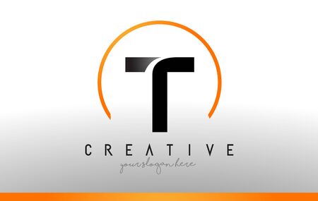 Letter T Logo Design with Black Orange Color.のイラスト素材