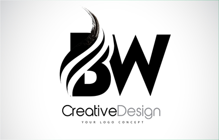 BW creative modern black letters design with brush swoosh.のイラスト素材