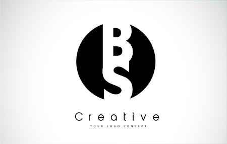 BS Letter Logo Design inside a Black Circle. Creative Lettering Logo Vector Illustration.のイラスト素材