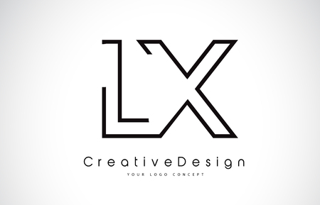 LX L X Letter. Design in Black Colors. Creative Modern Letters Vector Icon Logo illustration.のイラスト素材