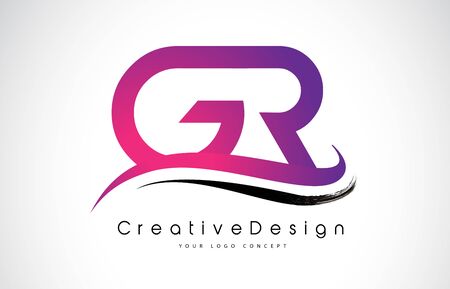 GR G R Letter Logo Design in Black Colors. Creative Modern Letters Vector Icon Logo Illustration.のイラスト素材