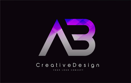 AB Letter Logo Design in Purple Texture Colors. Creative Modern Letters Vector Icon Logo Illustration.のイラスト素材