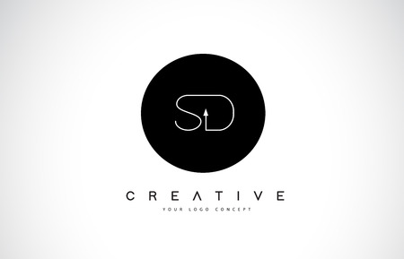 SD S D Logo Design with Black and White Creative Icon Text Letter Vector.のイラスト素材