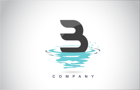 B Letter Logo Design with Water Splash Ripples Drops Reflection Vector Icon Illustration.のイラスト素材
