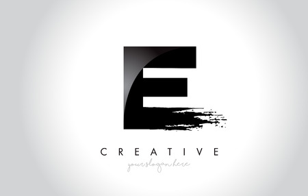 E Letter Design with Brush Stroke and Modern 3D Look Vector Illustration.のイラスト素材