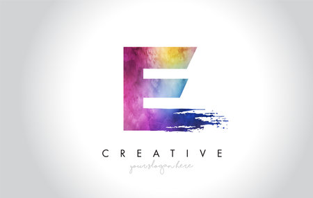 E Paintbrush Letter Design with Watercolor Brush Stroke and Modern Vibrant Colors Vector.のイラスト素材