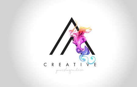 A Vibrant Creative Leter Logo Design with Colorful Smoke Ink Flowing Vector Illustration.のイラスト素材