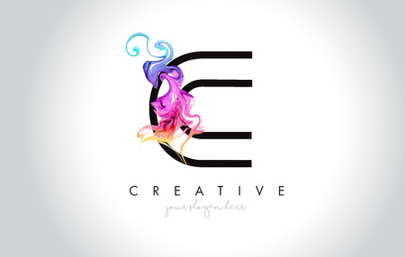 C Vibrant Creative Leter Logo Design with Colorful Smoke Ink Flowing Vector Illustration.のイラスト素材