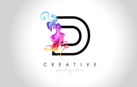 D Vibrant Creative Leter Logo Design with Colorful Smoke Ink Flowing Vector Illustration.のイラスト素材
