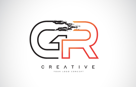 GR Creative Modern Logo Design Vetor with Orange and Black Colors. Monogram Stroke Letter Design.のイラスト素材