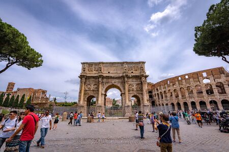 ROME,ITALY - JULY 17,2018 : Tourists Visiting The Colosseum in Rome Italyのeditorial素材