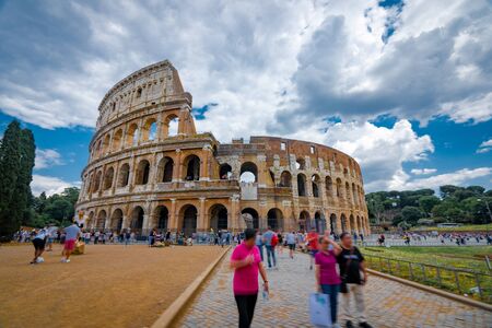 ROME,ITALY - JULY 17,2018 : Tourists Visiting The Colosseum in Rome Italyのeditorial素材