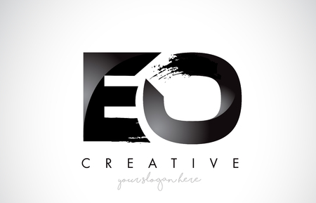 EO Letter Design with Brush Stroke and Modern 3D Look Vector Illustration.のイラスト素材