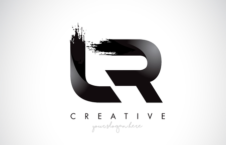 LR Letter Design with Brush Stroke and Modern 3D Look Vector Illustration.のイラスト素材