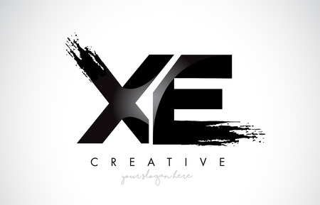 XE Letter Design with Brush Stroke and Modern 3D Look Vector Illustration.のイラスト素材