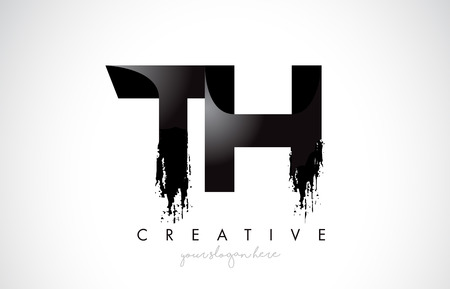 TH Letter Design with Brush Stroke and Modern 3D Look Vector Illustration.のイラスト素材