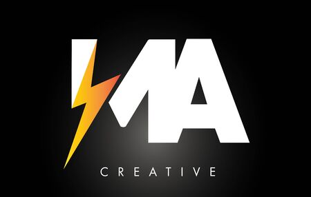 MA Letter Logo Design With Lighting Thunder Bolt. Electric Bolt Letter Logo Vector Illustration.のイラスト素材