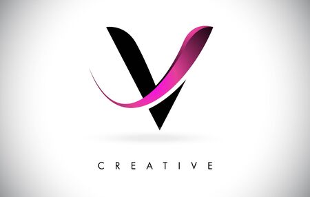 V Letter Design Logo. Letter V Icon Logo with Modern Swoosh vector Illustration.のイラスト素材