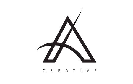 A Letter Design Logo. Letter A Icon Logo with Modern Swoosh vector Illustration.のイラスト素材