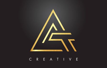 A Golden Letter Monogram Design Logo. Gold Letter A Icon Logo Vector Illustration.のイラスト素材