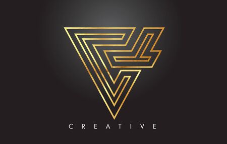 V Golden Letter Monogram Design Logo. Gold Letter V Icon Logo Vector Illustration.のイラスト素材