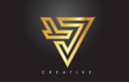 V Golden Letter Monogram Design Logo. Gold Letter V Icon Logo Vector Illustration.のイラスト素材
