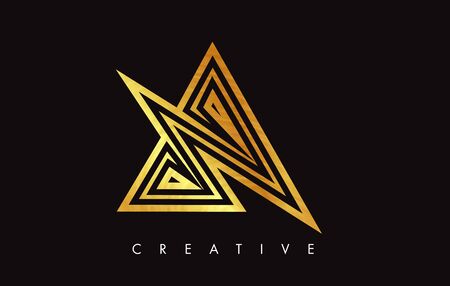 A Gold Golden  Letter Modern Trendy Design. Letter A Icon with Monogram Vector Illustration.のイラスト素材