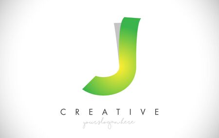 J Letter Design Icon With Paper Cut Design Creative Vector Logo Illustration in Green Colors.のイラスト素材