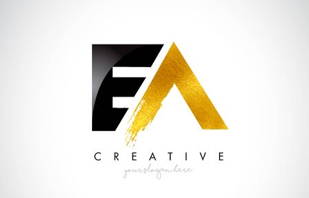 EA Letter Design with Brush Stroke and Modern 3D Look Vector Illustration.のイラスト素材