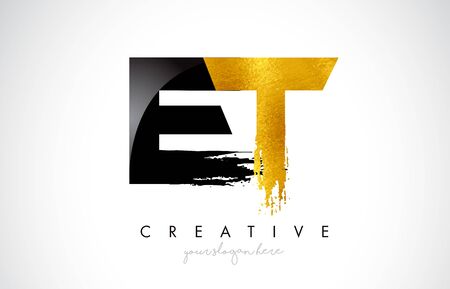 ET Letter Design with Brush Stroke and Modern 3D Look Vector Illustration.のイラスト素材