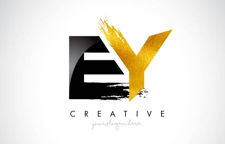 EY Letter Design with Brush Stroke and Modern 3D Look Vector Illustration.のイラスト素材