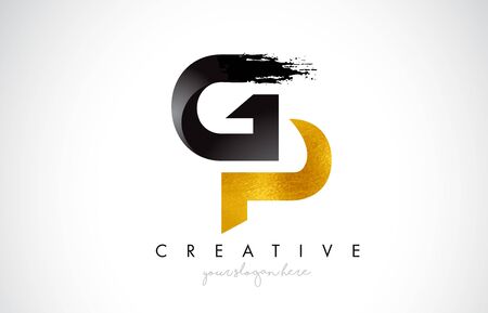 GP Letter Design with Brush Stroke and Modern 3D Look Vector Illustration.のイラスト素材