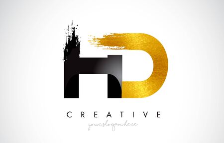 HD Letter Design with Brush Stroke and Modern 3D Look Vector Illustration.のイラスト素材