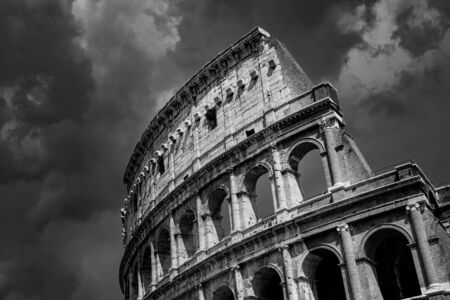 Rome Colloseum Architecture in Rome Italy City Center. Rome Ethernal City Architectural Details. Black and White Photographyの写真素材
