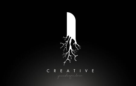Letter I Design Logo with Creative Tree Branch. I Letter Tree Icon Logo  Vector Illustration.のイラスト素材