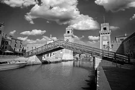 Arsenale di Venezia a major touristic attraction in central Venice Black and White Photographyのeditorial素材