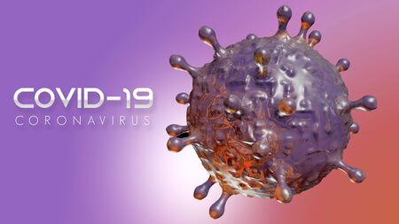 Coronavirus COVID 19 3D Illustration with Protein Spikes. Sars COV2 Coronavirus Disease 3D Rendering View.の写真素材