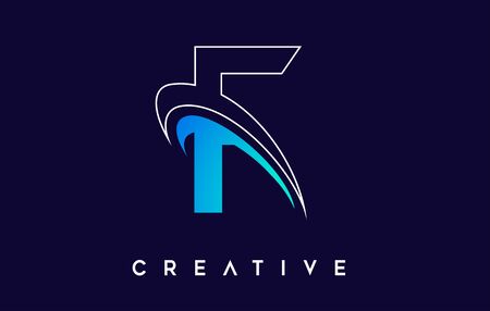 Letter F Logo. F Letter Design Vector with Blue Swash VectorIllustration.のイラスト素材