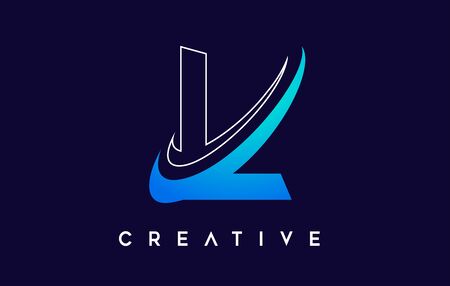 Letter L Logo. L Letter Design Vector with Blue Swash VectorIllustration.のイラスト素材