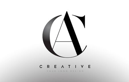 AC CA letter design logo logotype icon concept with serif font and classic elegant style look vector illustration.のイラスト素材