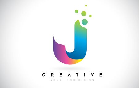 Dots Letter J Logo. J Letter Icon Design Vector with Dots. Vector Lettering Illustration of a Colorful Alphabet with Bubbles.のイラスト素材