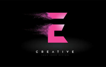 E Letter Logo Design with Vibrant Colorful Splash rounded shapes. Pink and Blue Orange abstract Design Letter Icon Vector Illustration.の写真素材