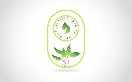 Green Leaf Logo Design with Creative leaf Shape and Circular Rounded Design in Green Vector Colorsのイラスト素材