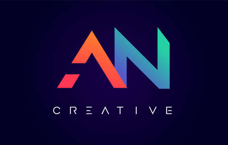 AQ Logo Letter Design with Modern Creative Concept and Orange Blue Colors Vector Illustrationのイラスト素材