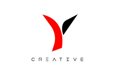 Y Modern Letter Logo Design with Creative Look in Black and Red Colors Vector Illustrationのイラスト素材