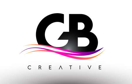 GB Logo Letter Design Icon. GB Letters with Colorful Creative Swoosh Lines Vector Illustrationのイラスト素材